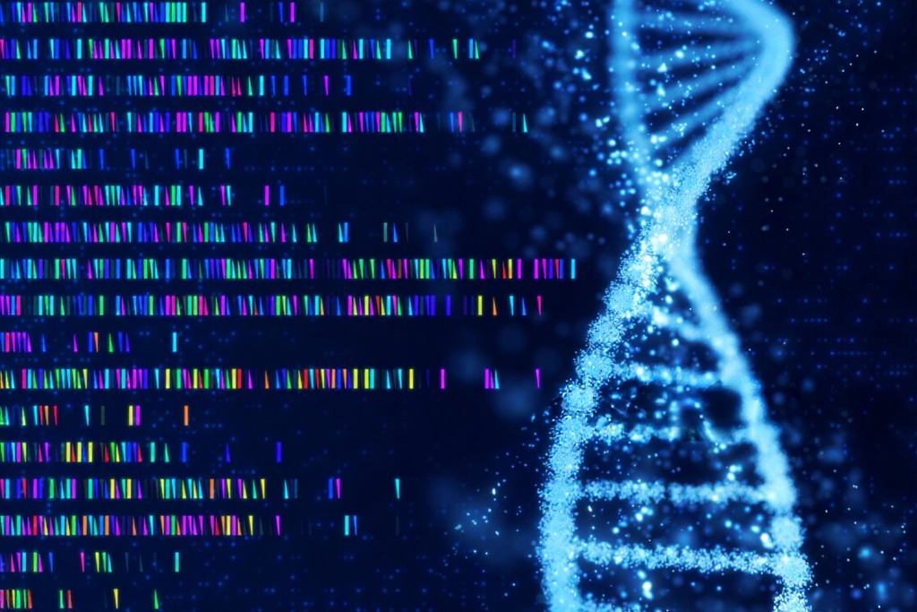 DNA helix visualization representing genetic cardiac testing